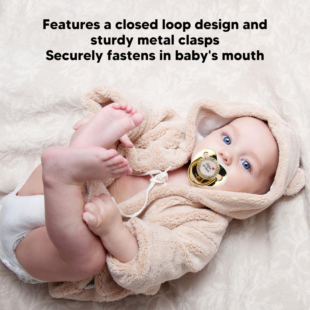 Baby Luxury Pacifier BPA   Little   Rhinestones Golden   Newborn Dummy Soother for 6 to 18 Months Baby