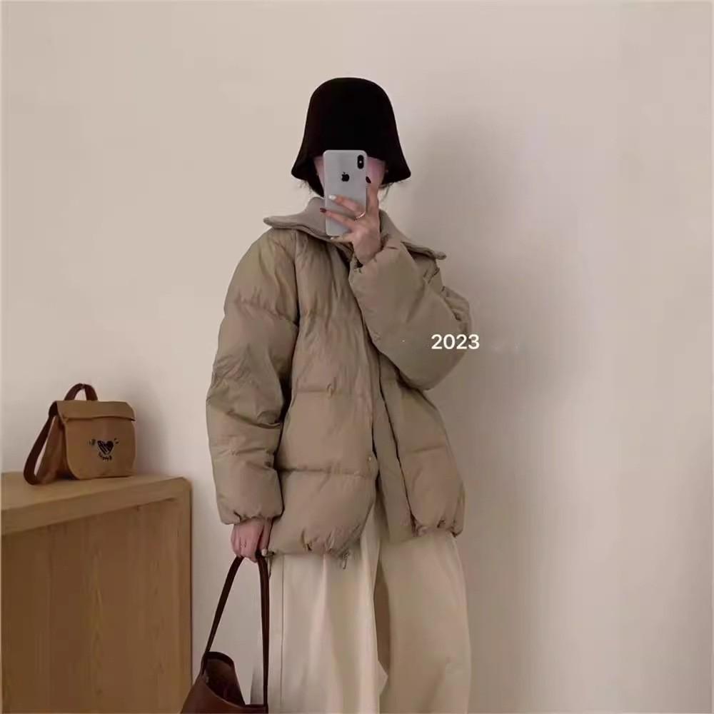Knitted Lapel Down Jacket Women's Winter New Loose Thickened White Duck Down Soft Waxy Bread Jacket
