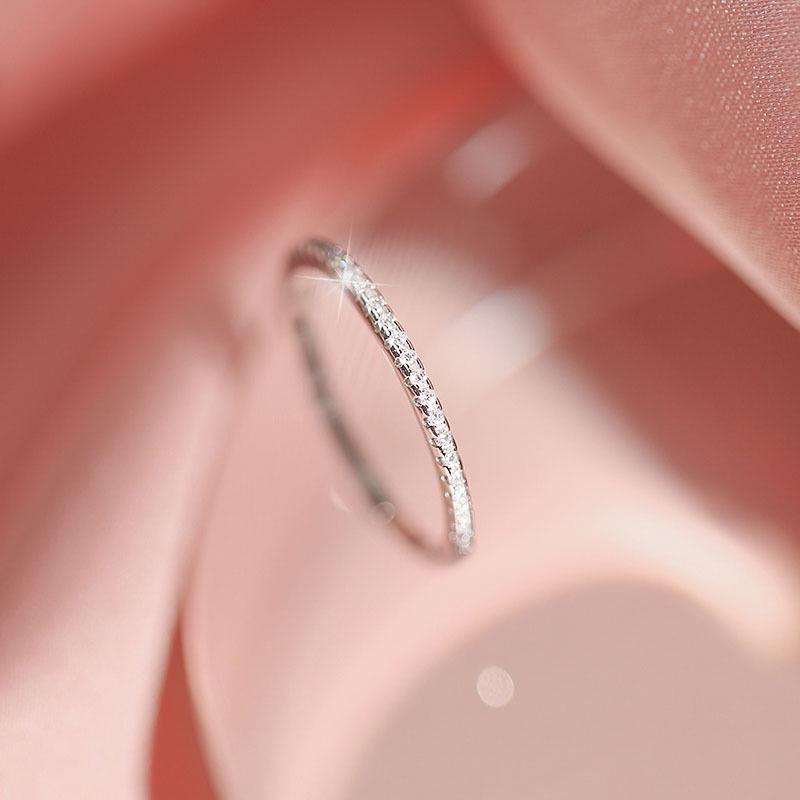 

Elegant S925 Sterling Silver Half-Circle Diamond Index Finger Ring for Women US Size 8