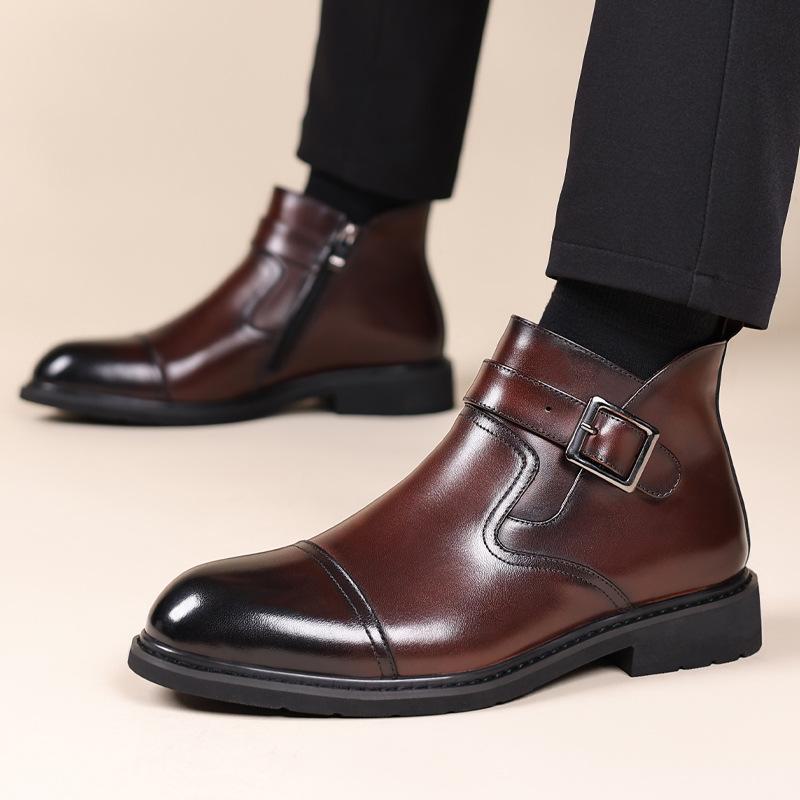 Men’s Genuine Leather Chelsea Boots - Business Formal, Retro British Style, Motorcycle Rider, Short Boots