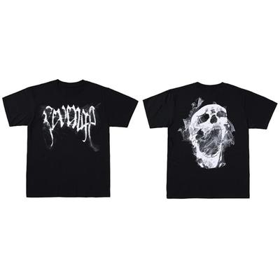 2025 Summer New High-quality Skull Lightning Letter Printing High Street American Casual Men's and Women's T-shirt Top