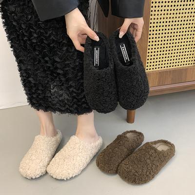 Internet Celebrities Popular Bag Head Cotton Shoes Women 2025 Autumn and Winter New Wear Foreign Style Versatile Lazy Flat Bottom Hair Shoes Tide