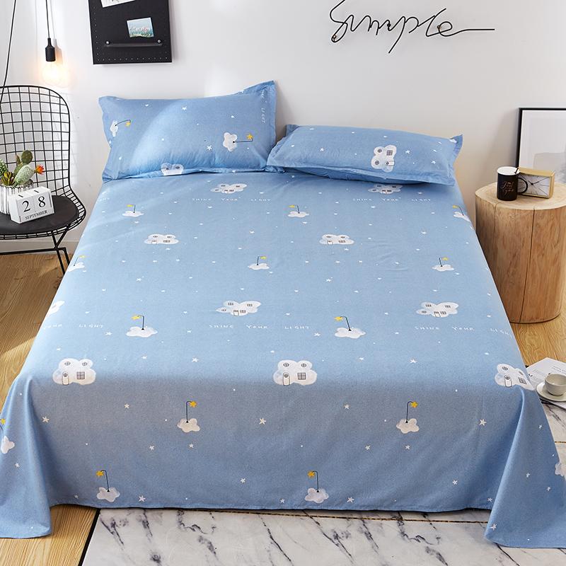 Washed Cotton Flat Sheets Summer Breathable Bedroom Bedding Mattress Cover Soft Minimalist Double Bed Sheet 180x230cm Household