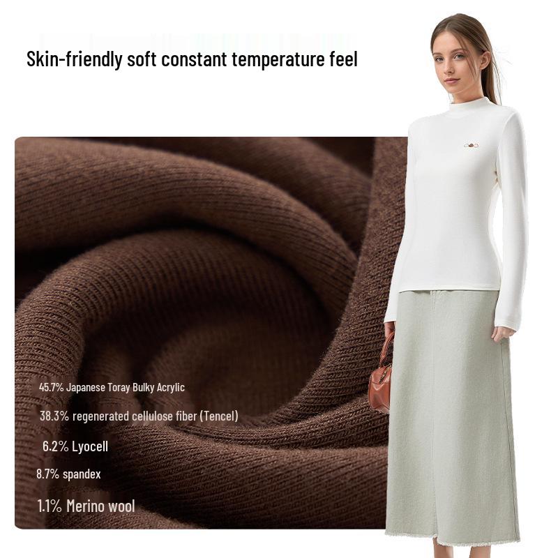 Dámská termoaktivní antibakteriální základní vrstva s polozvýšeným krkem - Zeštíhlující, k pokožce šetrný úplet na podzim/zimu