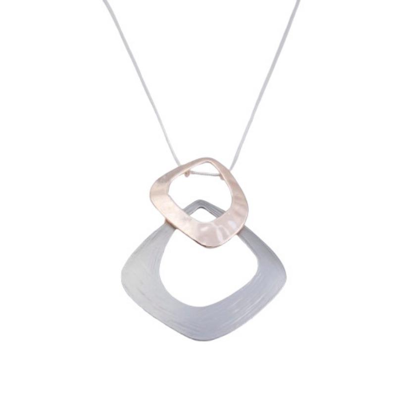 New Hollow Geometric Square Snake Chain Long Pendant Women's Simple Irregular Hollow Square Long Necklace