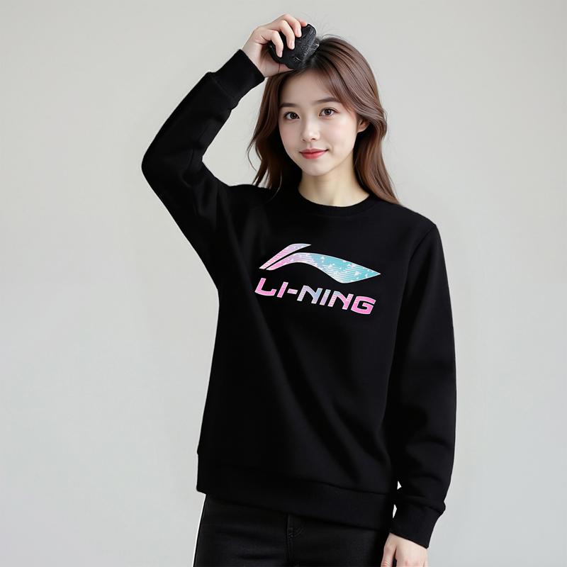 Li Ning Pullover Simple Comfortable Sports Versatile Trendy Sweatshirt Women Sweatshirt AWDVJ50-1