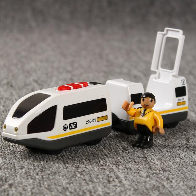 Wooden Tracks Magnetic Rail Car Toys for Children Electric Rc Cars with Light and Sound Magnetic Train Toys for Children Gift