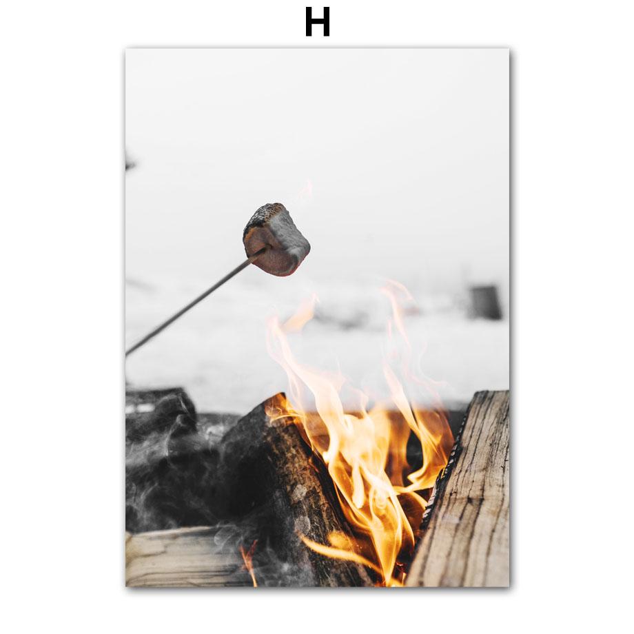 Wall Art Canvas Painting Christmas Deer Snow Pine Tree Train Winter Living Room Decoration Posters And Prints Home Wall Pictures