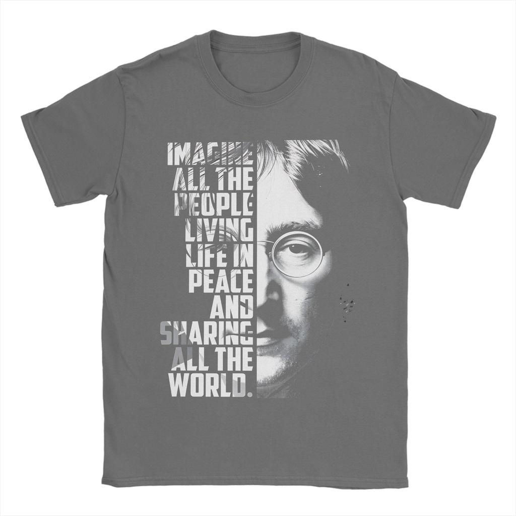 John Lennon Poster Unisexs T Shirts Humorous Tees Short Sleeve Round Neck TShirt Cotton 4XL 5XL 6XL Clothing