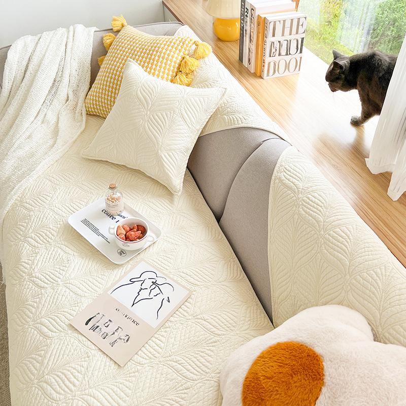 Cream Color Living Room Sofa Cushion Non-slip Cushion Fabric Cushion Washable Cotton Sofa Cover Cover Cloth