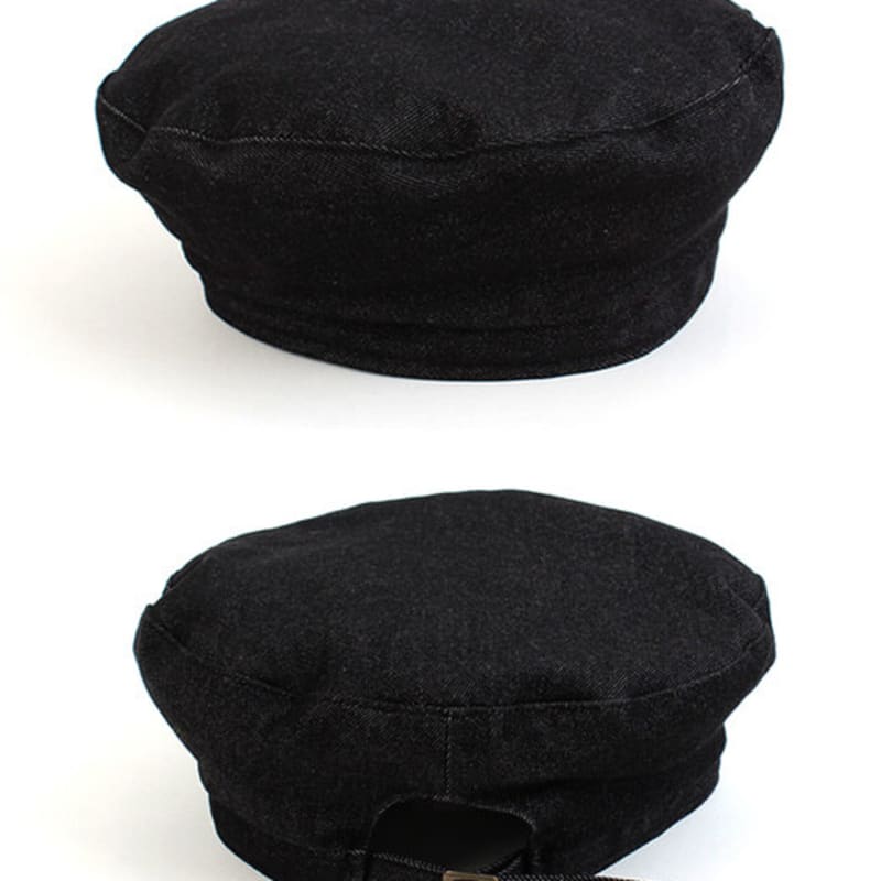 Universal chemistry Belted Washing Black Denim Beret Beret