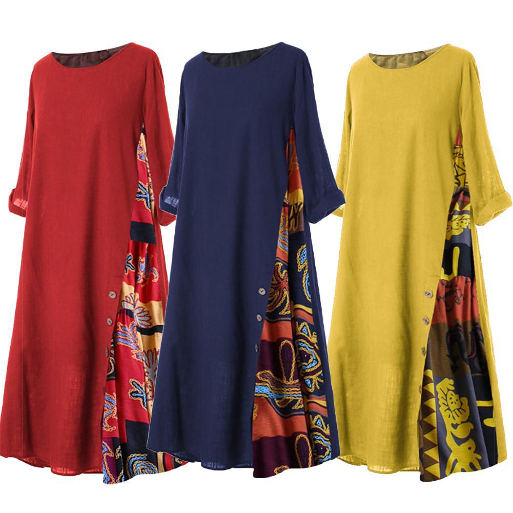 Plus Size Maxi Dress for Women Floral Loose Big Swing Half Sleeve Casual Holiday Robe Long Vestidos