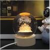 Crystal Happy Birthday Lamp Engraved Crystal Ball LED Night Light with Wooden Base - USB Powered Glass Ball Led Night Light Table Lamp for Kids Room