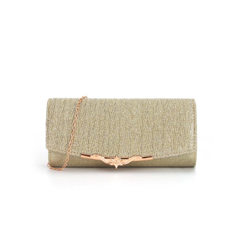 Women's Bag Banquet Bag Clutch Bag Pleated Metal Cover Wedding and Evening Bag