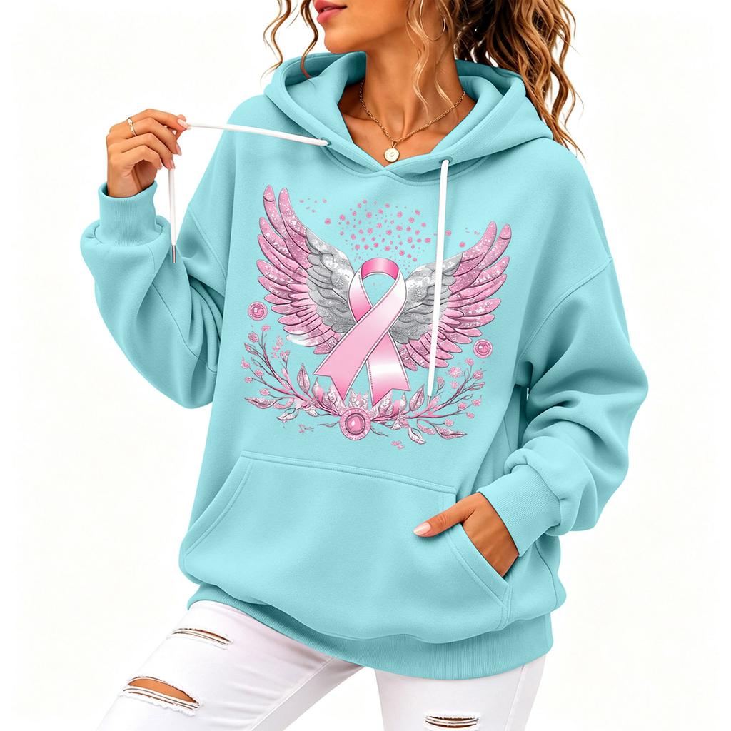 Women's Casual Hoodie with Printed Design, Loose Fit Sweatshirt for Everyday Wear