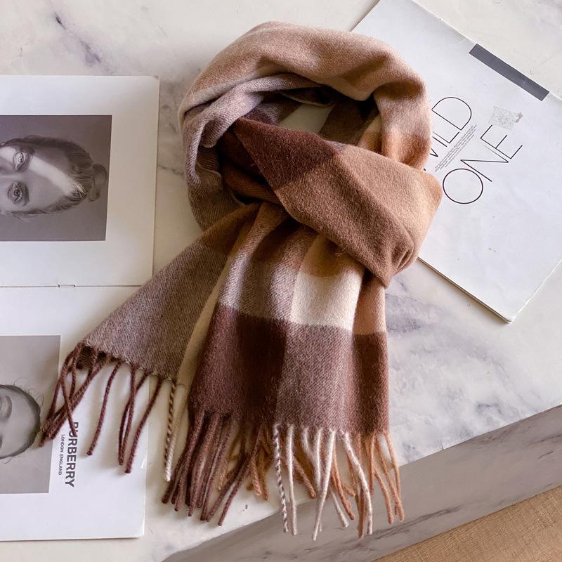 111 Australian wool pure scarf men and women winter high sense new British style couple scarf birthday gift