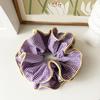 Women's Checkered and Floral Double Layered Scrunchies with Ruffled Korean Style Oversized Hair Accessories
