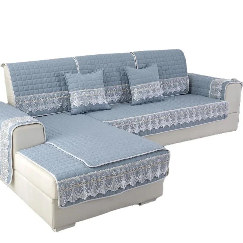 Four Season Universal Brushed Fabric Lace Sofa Cushion Thickened Slip Seat Modern Simple Sofa Cover Full Coverage Cloth Cover
