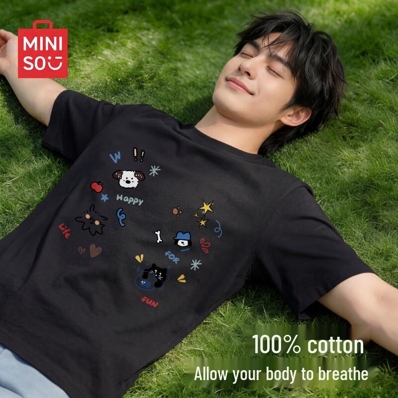 MINISO Men s Cartoon Print Short Sleeve T-Shirt L