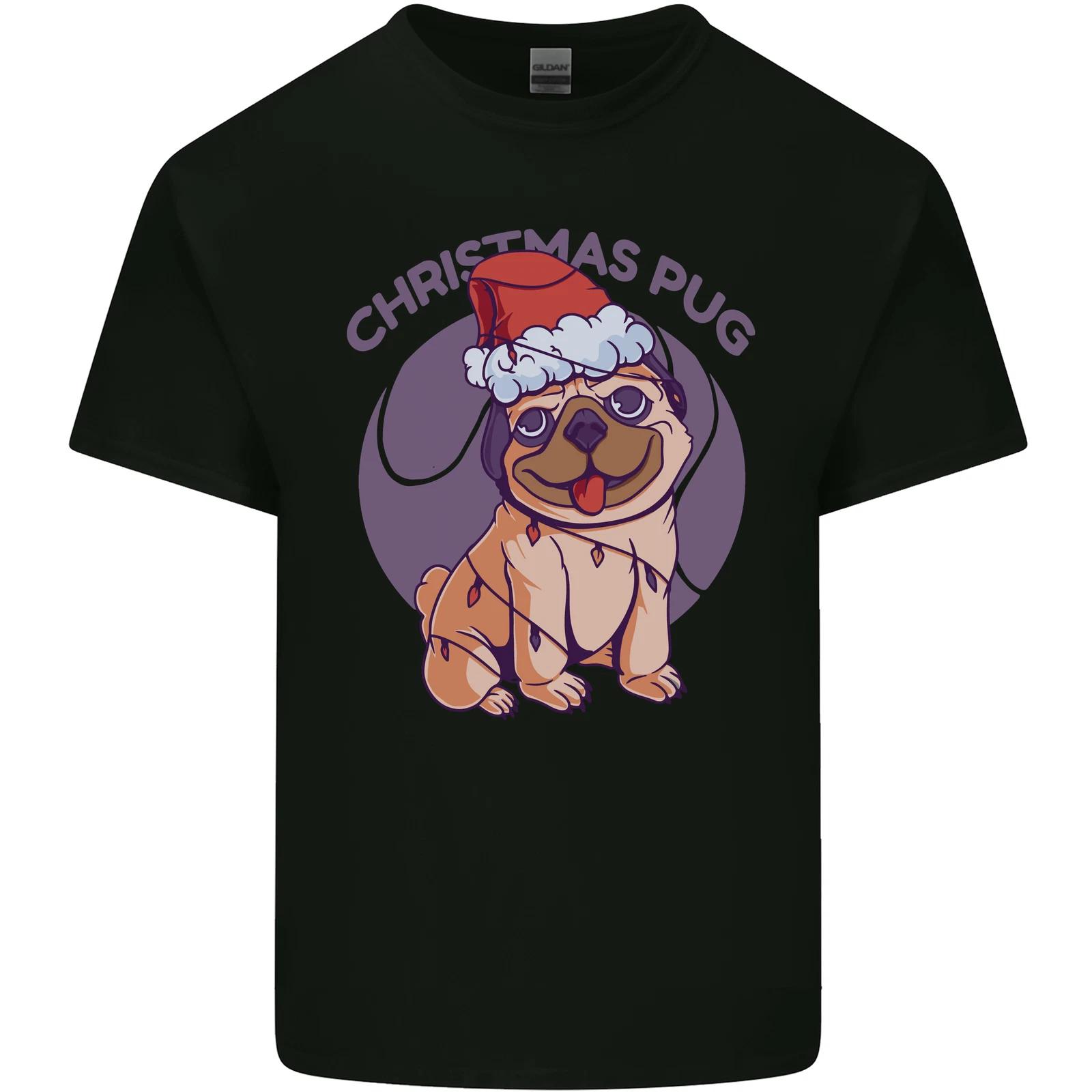 Christmas Pug Dog Xmas Kids T-Shirt Childrens M