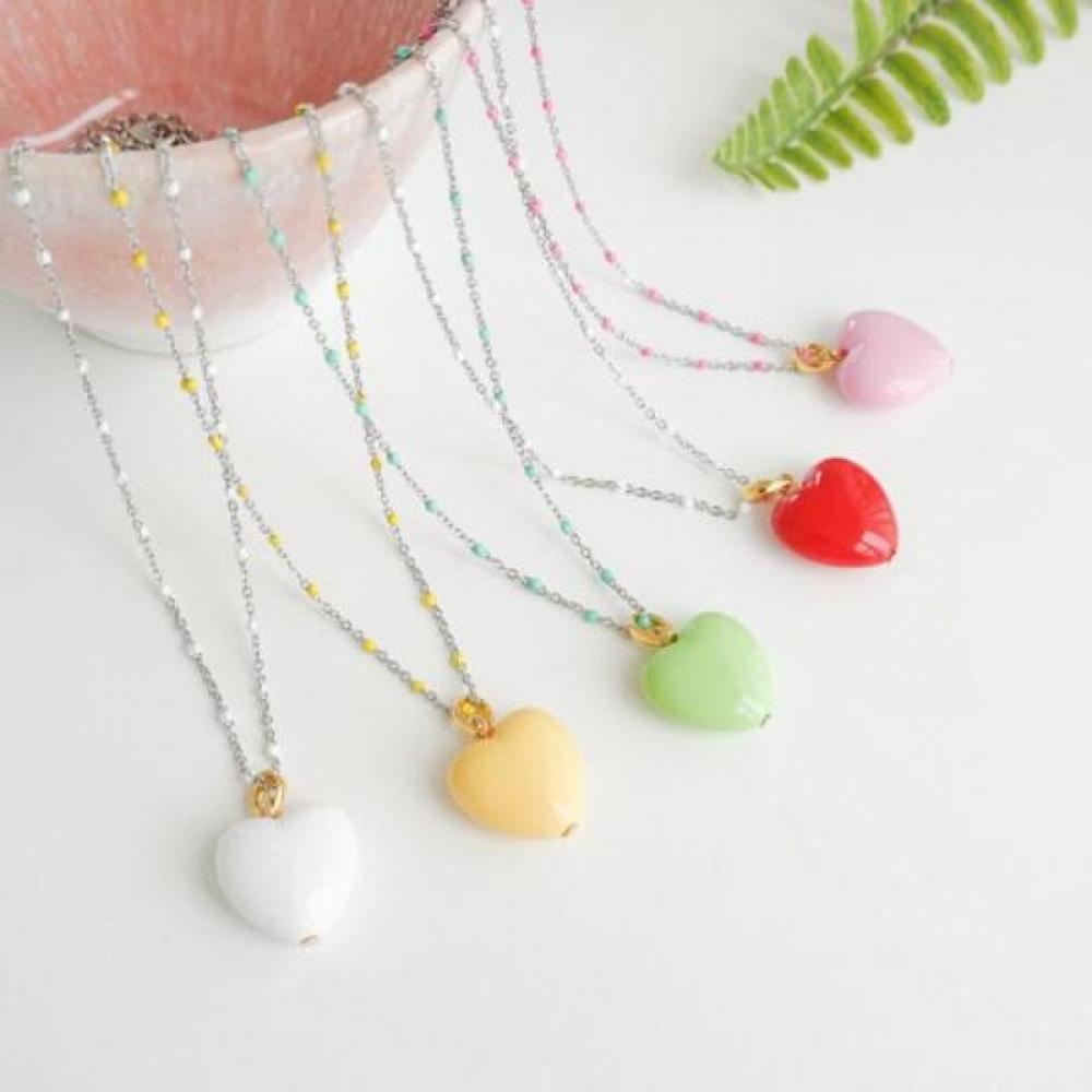 New ArrivalS Open Run Women S Beaded Necklace kitSch Look Heart Shape