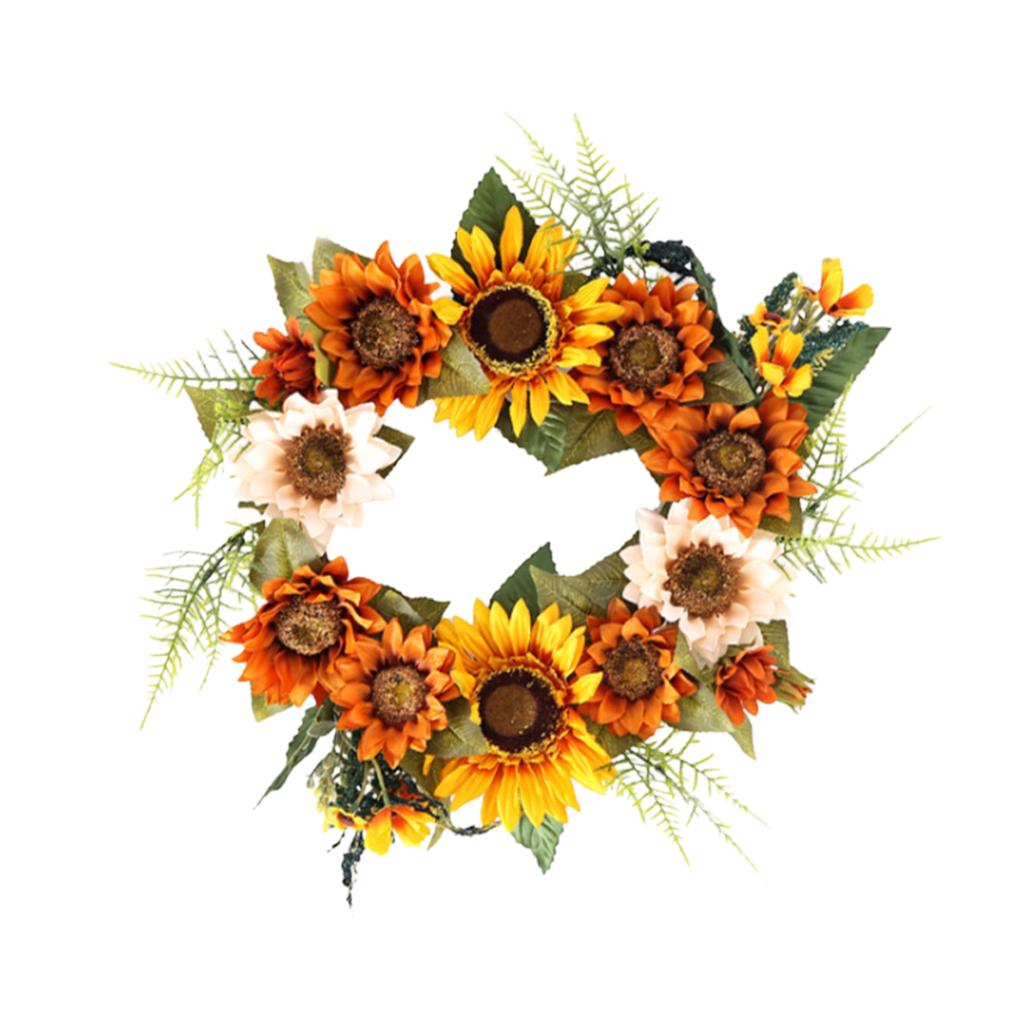 Sunflower Wreath Multifunctional Decorative Artificial Sunflower Summer Wreath for Home