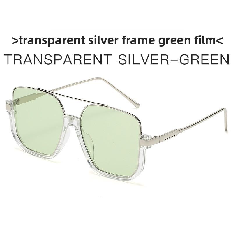 

Геометрические Винтажные Оверсайз Солнцезащитные Очки с UV-Защитой для Женщин и Мужчин Silver Green