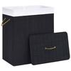 VidaXL Panier à linge avec 2 sections bambou noir 100 L 320746