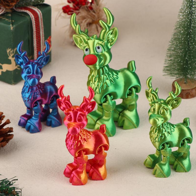 1 Stück Süßer Weihnachtself Gelenkig Bewegliche Figur Bürodekoration Kindergeschenk 3D Gedrucktes Spielzeug Simulierte Statue Ornamente