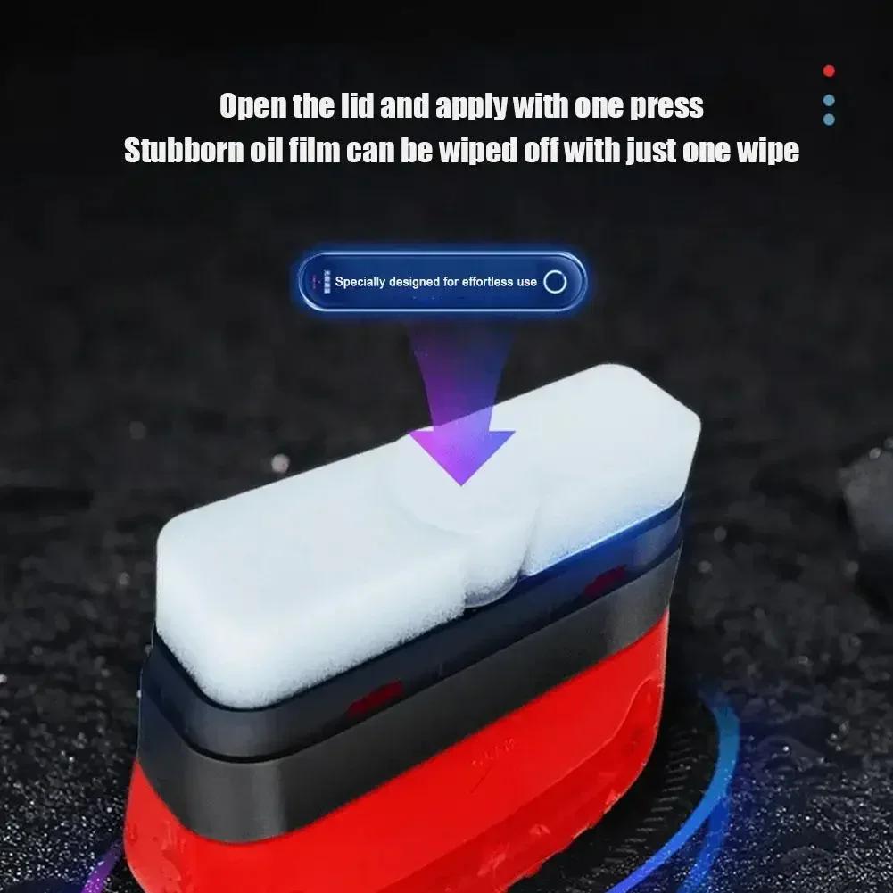 Car Glass Oil Film Remover 120ml Powerful Automotive Windshield Window Oil Film Sponge Cleaning Brush Auto Glass Stains Cleaner