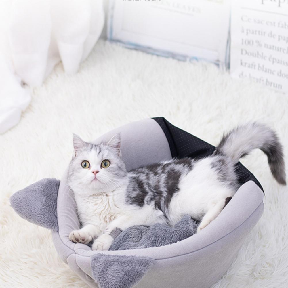 Semi-enclosed Small Dog House Breathable Soft Cute Kitten Basket Lightweight Plush Cat Nest Comfortable Removable Cozy Pets Bed