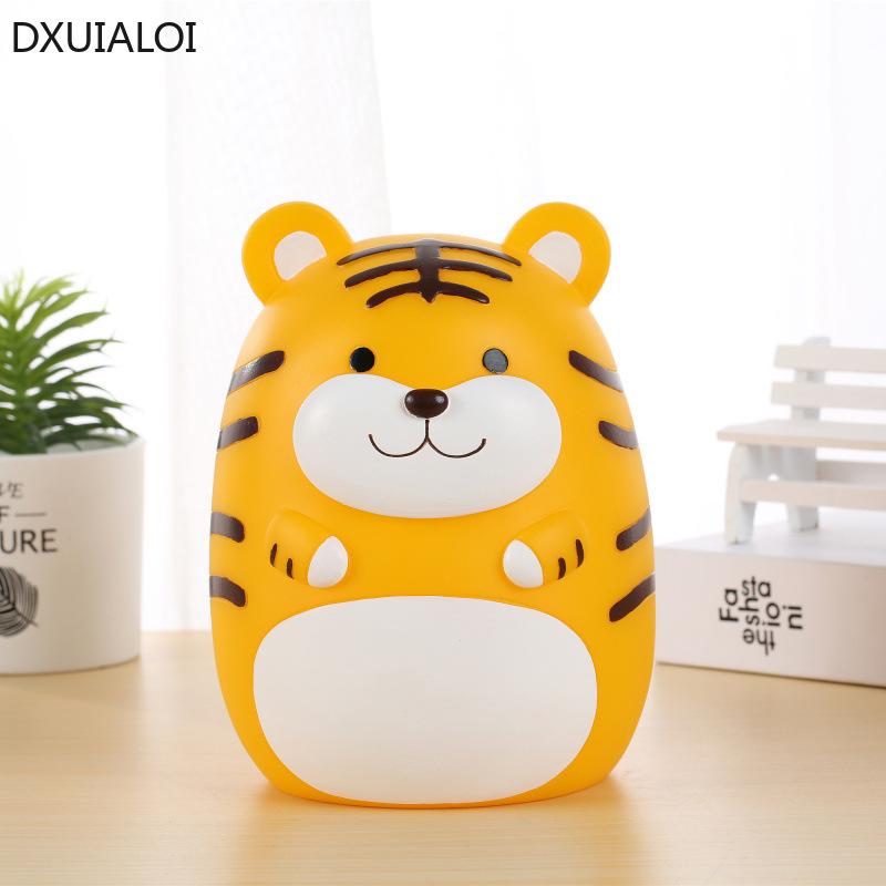 Creative Tiger Piggy Bank Children's Room Decoration Anti-fall Vinyl Piggy Bank Birthday Gift Saving Box Money Safe DXUIALOI
