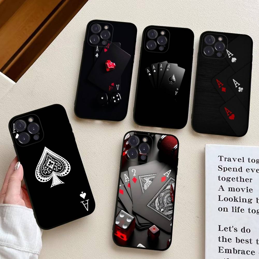 Poker Pattern Game Soft Back Phone Cover Case For IPhone 17 16 Pro Max 15 12 11 16e 13 Mini 14 15 Plus