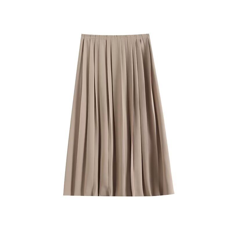 Fashion Style 2024 Autumn New Arrival Women's Commute Style Draping Effect Long Half-Length Pleated Skirt 05209923711