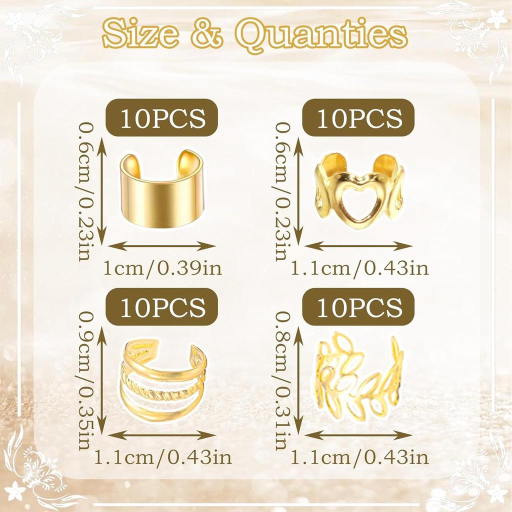 40-Piece New Dreadlock Hair Ring Set - Floral Tube Hair Accessories