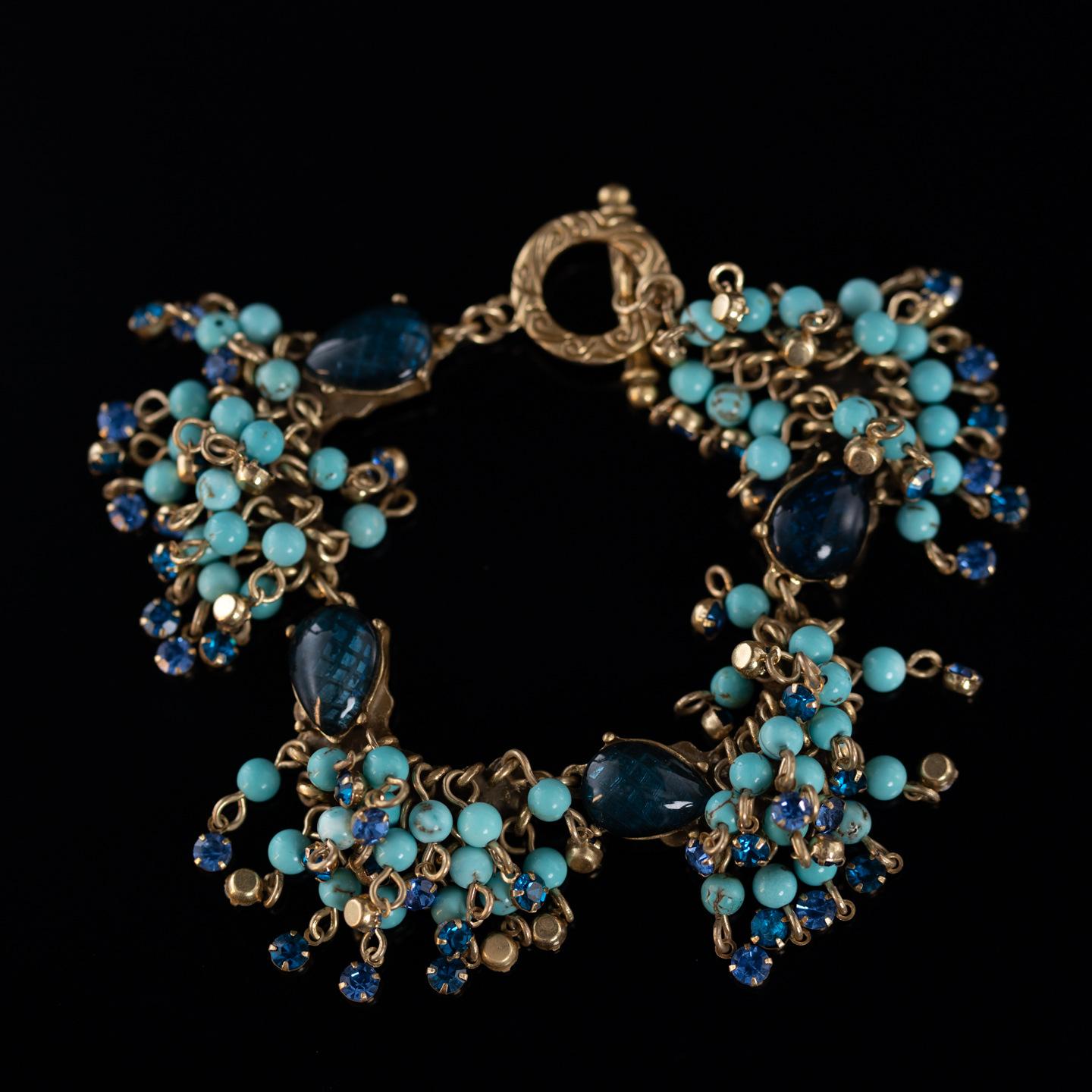 Средневековый Винтажный Высокая Мода Индивидуальность Темперамент Ретро Золотая Атмосфера Натуральный Камень Круглый Бисер Бахрома Веер Ожерелье