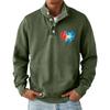 Men's Casual Stand-Up Collar Long-Sleeve Top Print Button-Down Sweatshirt