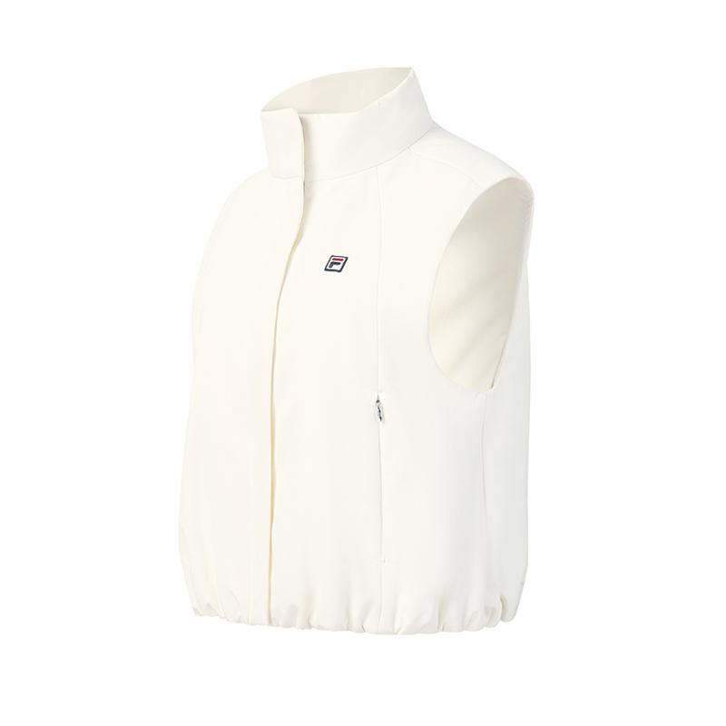 

FILA Tennis Fashion Simple Classic Retro Casual Versatile Loose Warm Short Cotton Vest Women vest Egrets-White A11W613907FWT XL