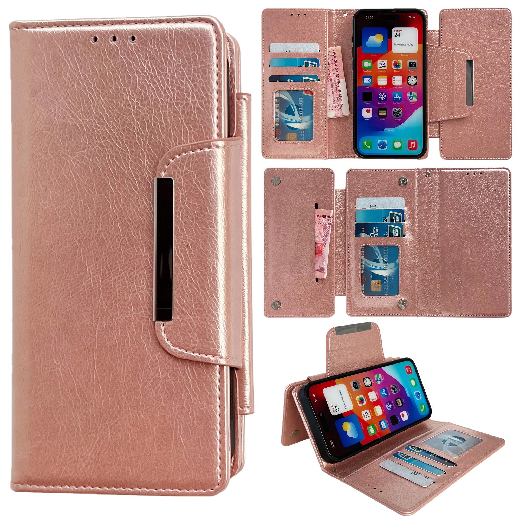 

Чехол-кошелек для iPhone 16 Pro Max, съемный 2-в-1, на магнитной застежке, из ПУ-кожи D