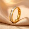 High-End 18K Gold Titanium Steel Ring Set with Cross, Diamond-Inlaid Four-Leaf Clover Bracelet, Waterproof & Fade-Resistant