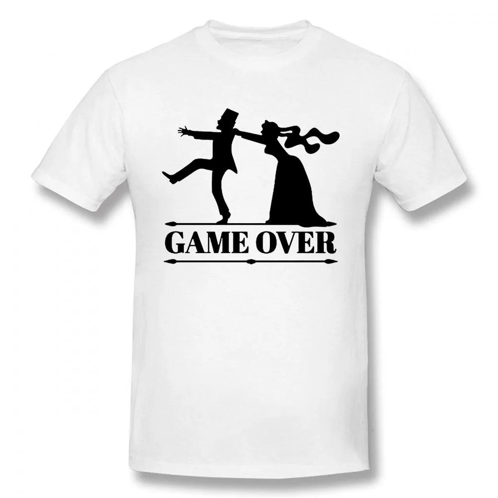 Game Over Nevěsta Ženich Rozlučka se svobodou Tričko Vtipné Tričko Pánské Oblečení Krátký Rukáv Camisetas Tričko