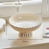 Pedestal Fruit Bowl With Drain Hole, Bow‑Knot Decor Fruit Tray, Kitchen Countertop Snack Storage Plate For Home Decoration