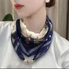 Women Mother's Day Gifts Chiffon Silk Scarf Printed Magnetic Buckle Necklace Pendant