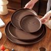 Round Shape Imitation Wooden Tray 20/26/32/38cm Decorative Tray Durable Wood Platte  Dinner Serving