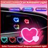 Solarbetriebenes Auto-Neonschild Kabellos Niedliche Herzform LED-Umgebungslicht Saugnapf USB-wiederaufladbar Atmosphäre Atmen Lampe
