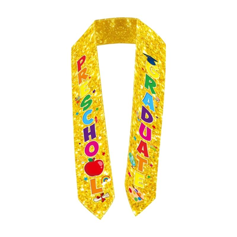 Preschool Graduation Sash With Colorful Patterns For Kids Ceremony Decoration Soft Fabric Stole Graduation Accessory