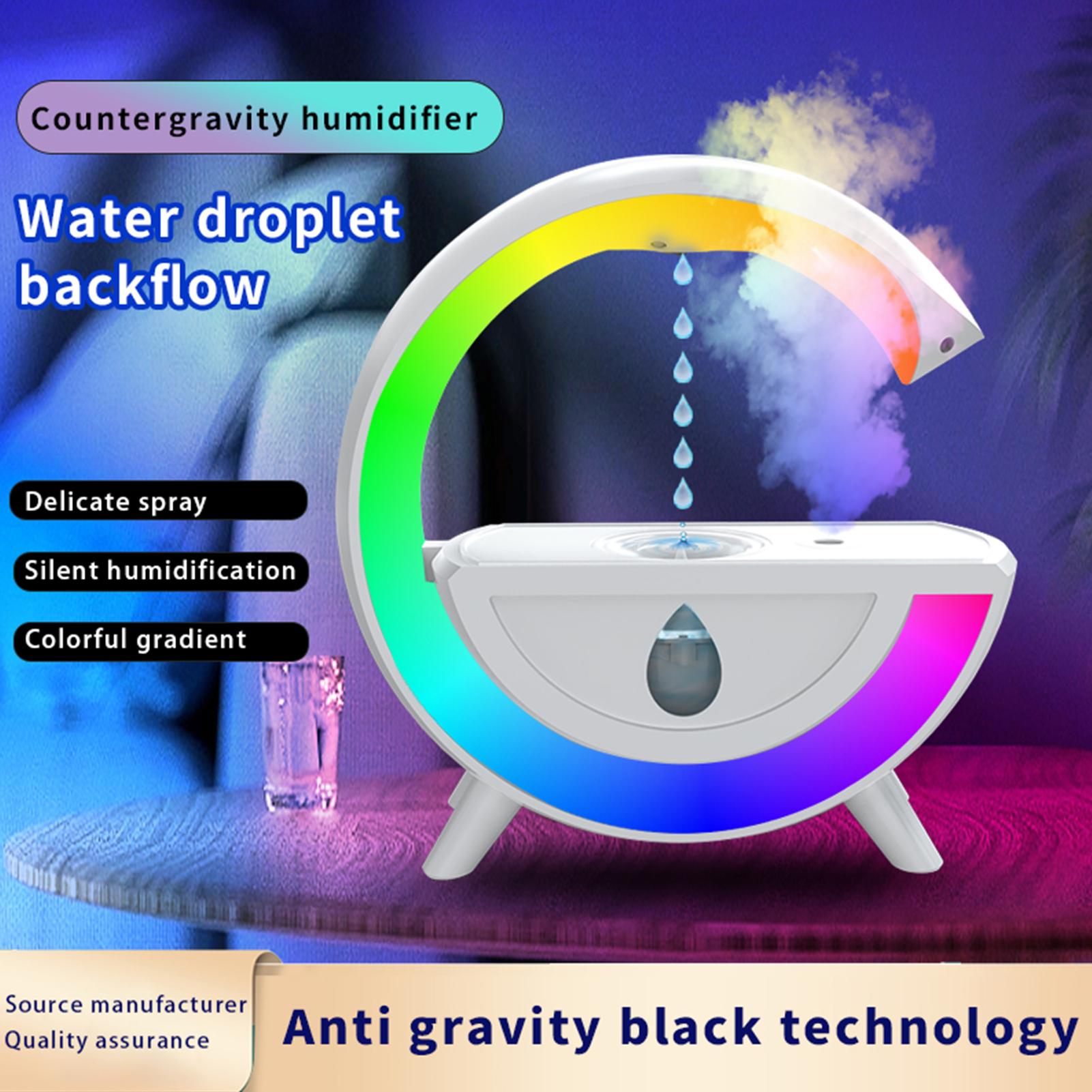 

Anti Gravity Humidifier 800ml Cool Mist Light Home Office Humidifier Moisturizing Water Drop Levitating Countercurrent Humidifier White