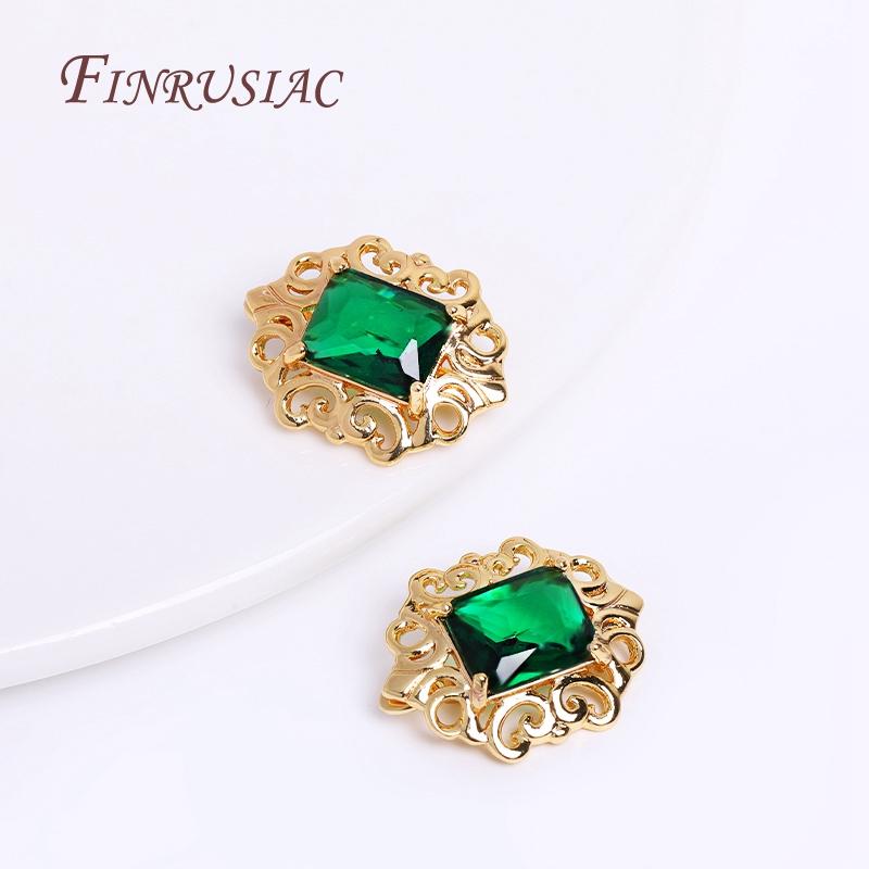 Necklace Clasps,18K Gold Plated Green Zircon Pearl Clasp For Jewelry,Fasteners For Bracelets Accessories,DIY Connectors Clasps