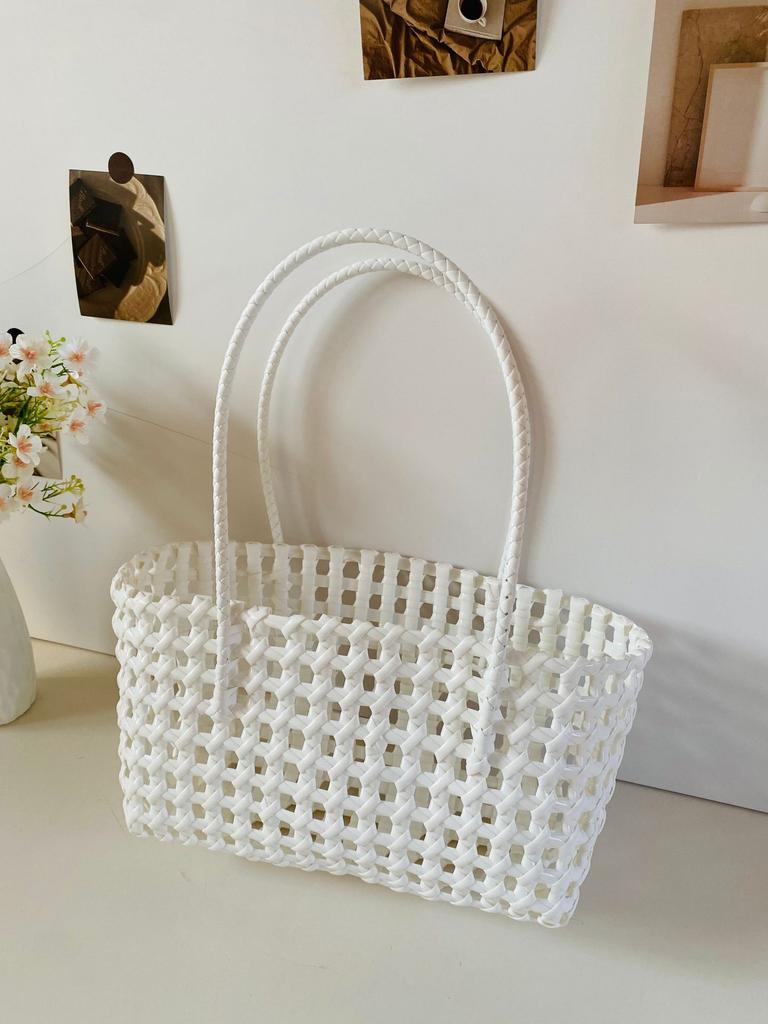 2025 Sommer Hohl-Strandtasche Für Damen Modekorb Wiederverwendbare Einkaufstaschen Designer Gewebte Handtasche Urlaubstasche Schwarz Bolso