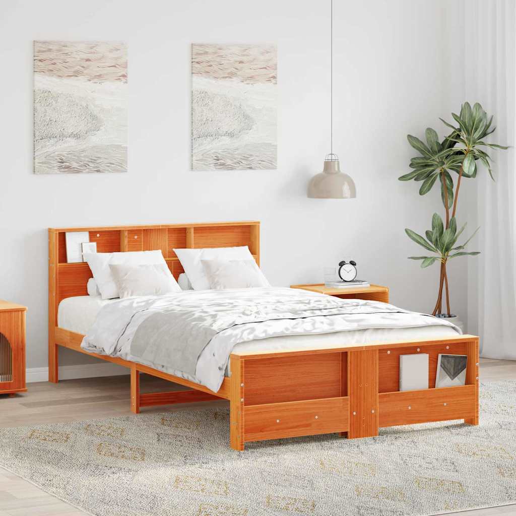 Bed Frame with Headboard Wax Brown 120 x 190 cm Wood Based Material